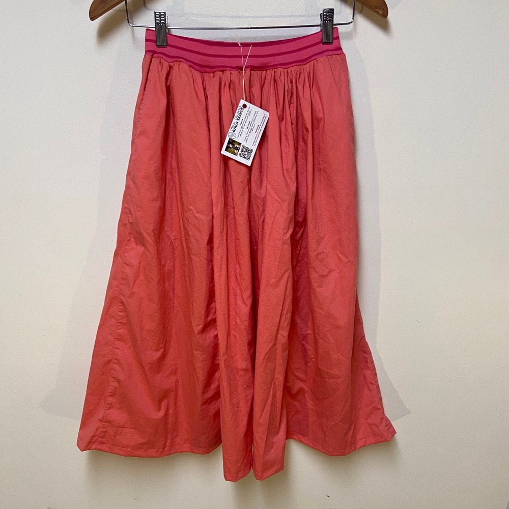Girls Maxi Mom and Pops Kids Skirt Size 10/12 Pink Cotton Pockets Woven Upcycled